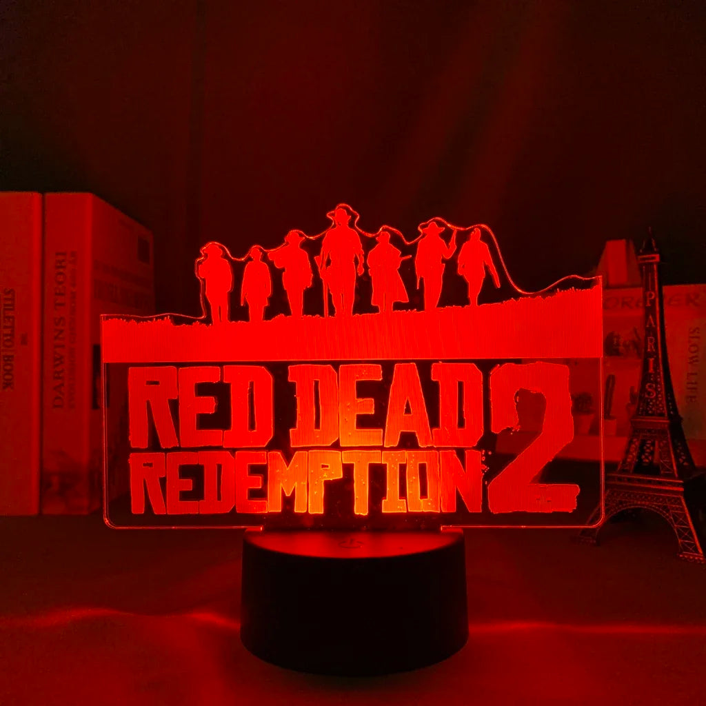 Red Dead Redemption 2 Acrylic 3D Led Night Lamp Bedroom Decor