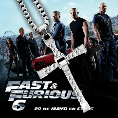 The Fast and The Furious Dominic Toretto Crystal Silver Cross - Available at 2Fast2See.co