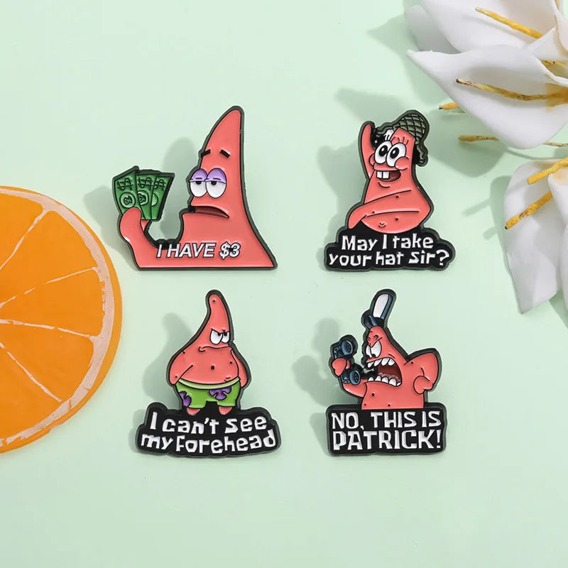 Patrick Star with Quotes Enamel Pins - Available at 2Fast2See.co