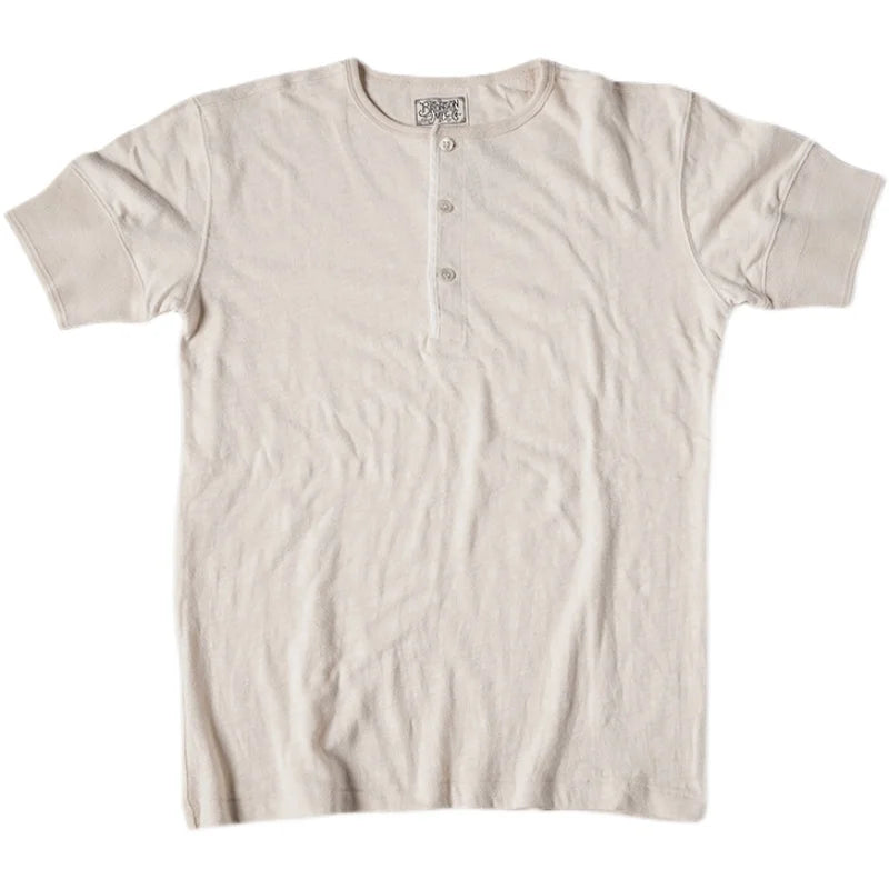 Vintage Bronson 1900's Henley Beige T-shirt - Available at 2Fast2See.co