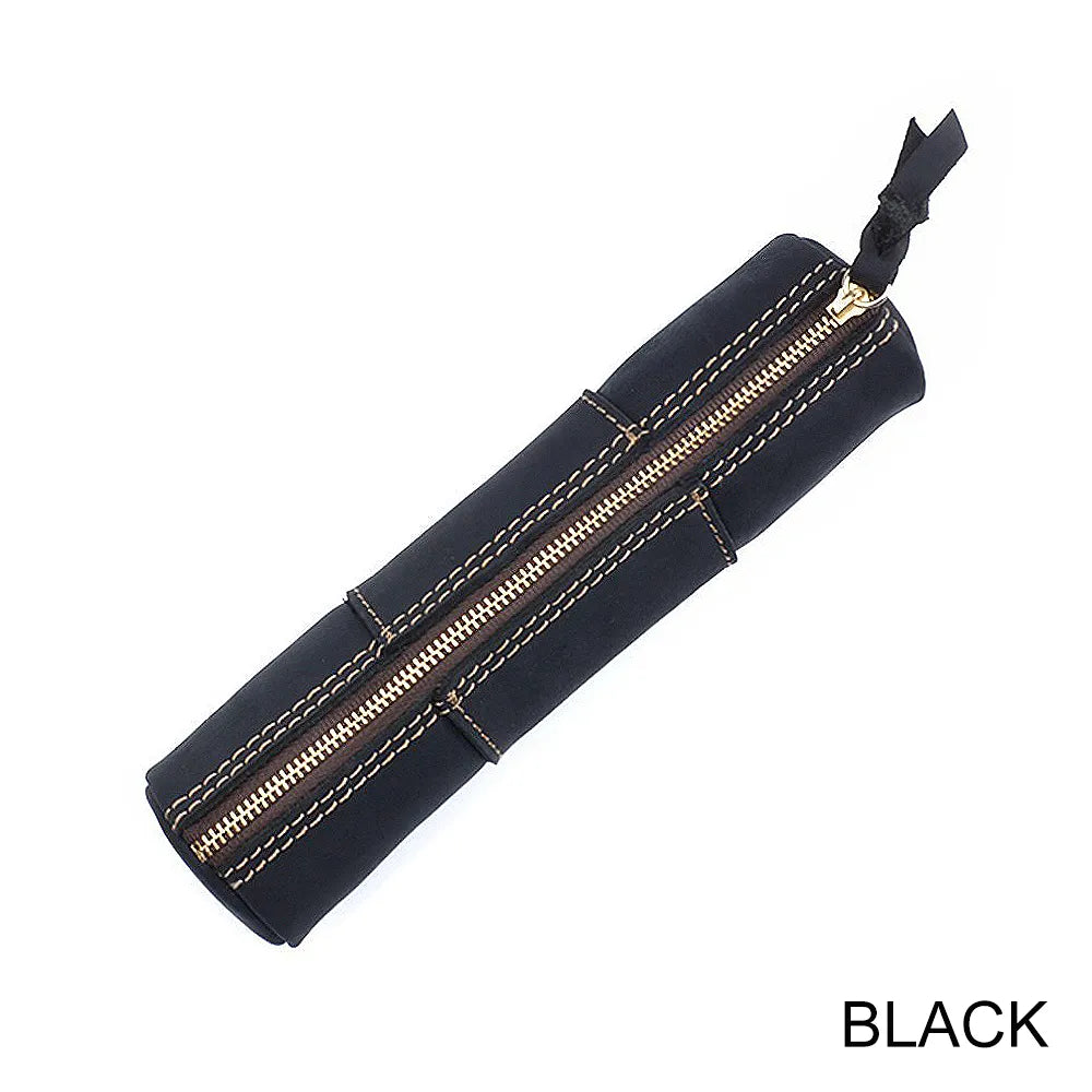 Vintage Leather Pencil Case - Black Available at 2Fast2See.co