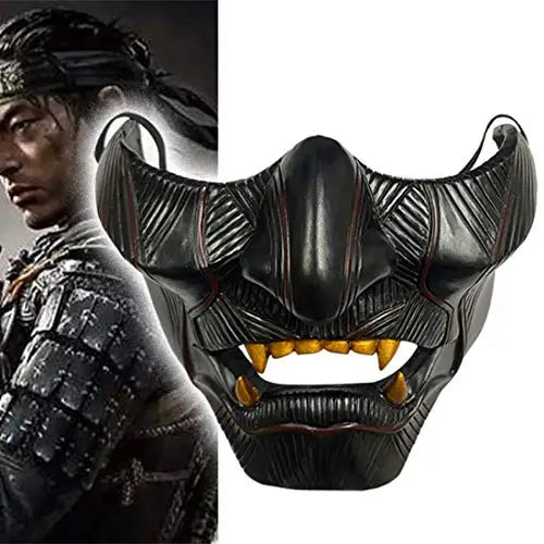 Ghost of Tsushima Jin Sakai Cosplay Half Face Samurai Warrior Mask