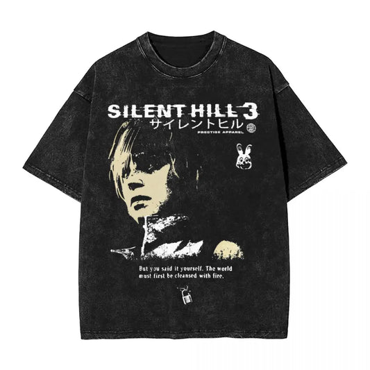 Silent Hill 3 Washed Cotton Tshirt Classic Video Game Casual
