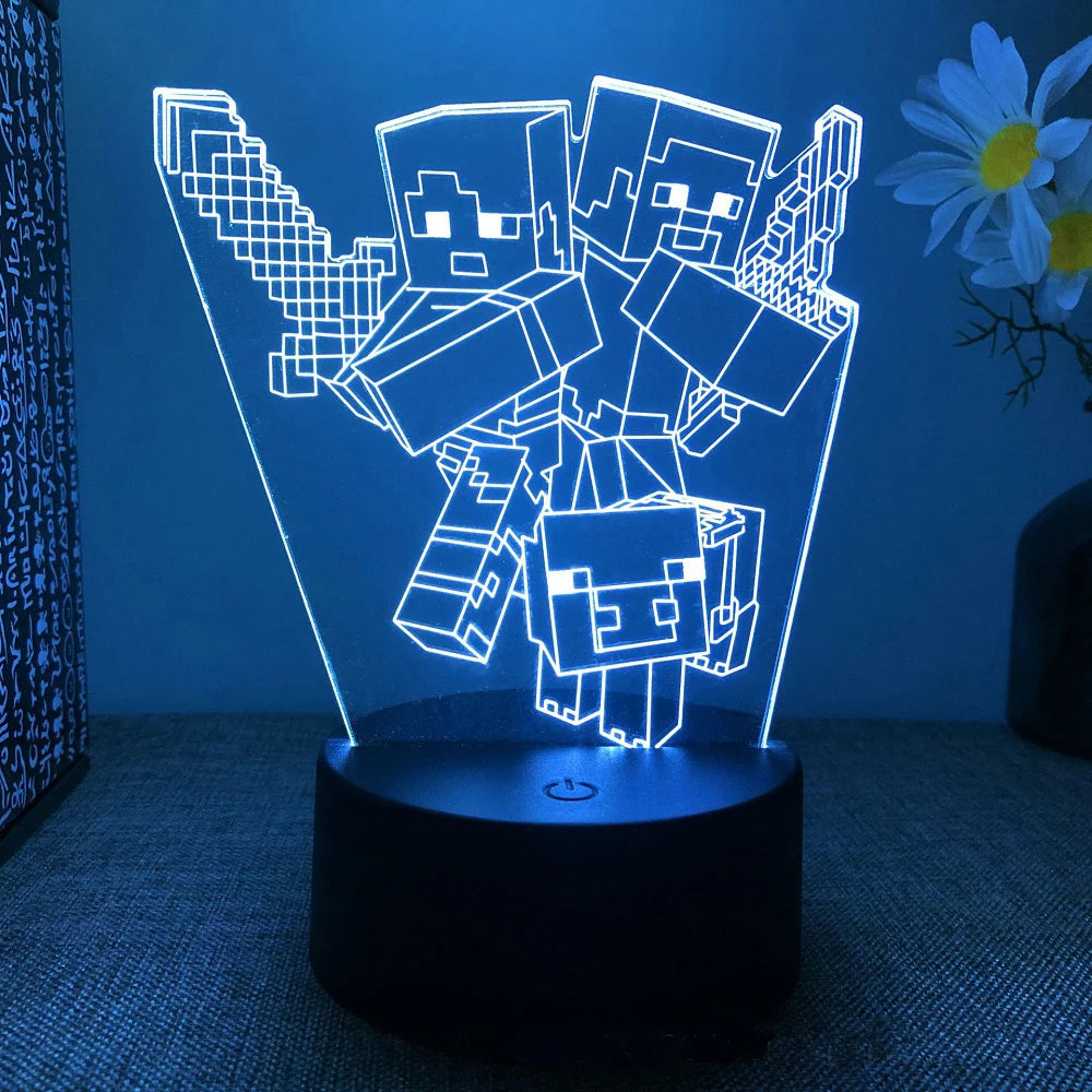 Minecraft 3D Night Lamps LED Lights with Remote Control