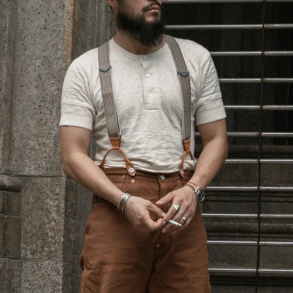 Vintage Bronson 1900's Henley Beige T-shirt - Available at 2Fast2See.co