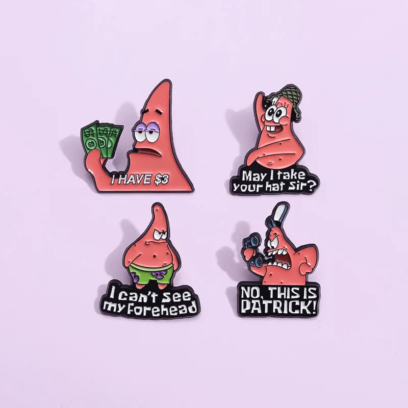 Patrick Star with Quotes Enamel Pins - Available at 2Fast2See.co