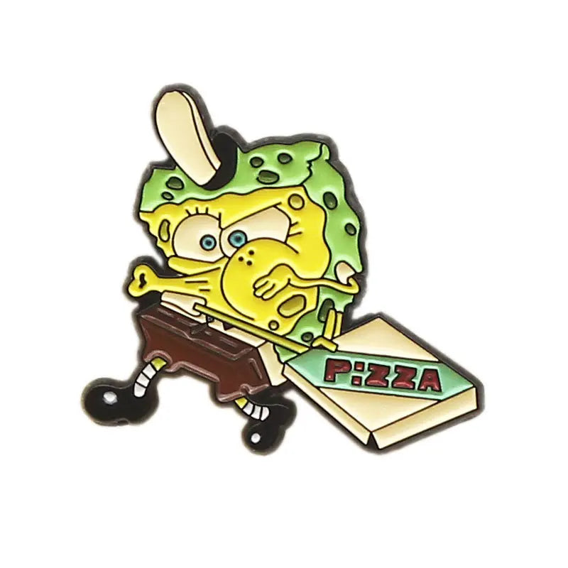 Spongebob with Pizza Enamel Pin - Available at 2Fast2See.co