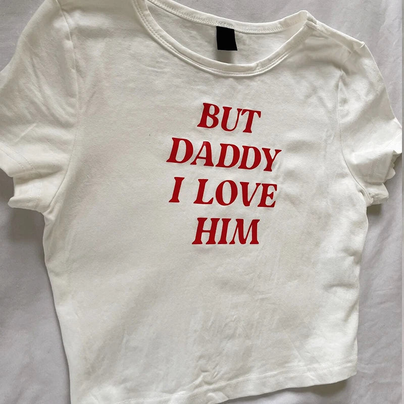 Retro But Daddy I Love Him Casual Women's Crop Top Tshirt