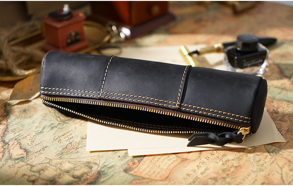 Vintage Leather Pencil Case - Available at 2Fast2See.co