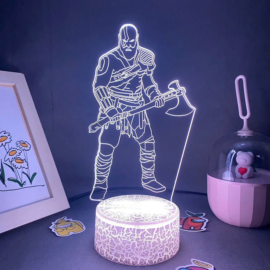 God Of War 4 3D Night Lamp - 16 Colors + Remote / Lava Lamp Base Available at 2Fast2See.co