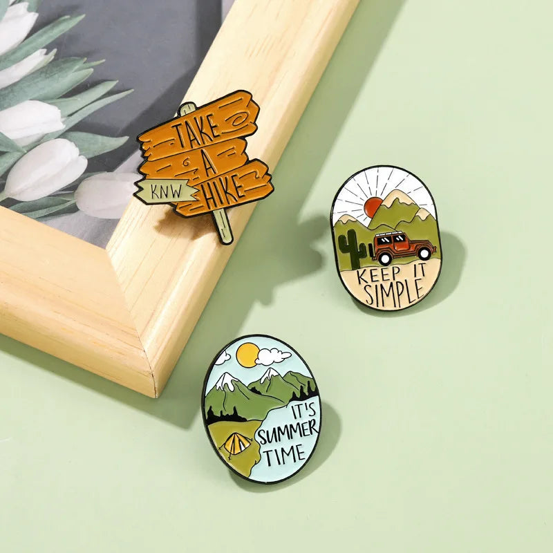 It's Summer Time Outdoors Camping Hiking Enamel Pin Brooch