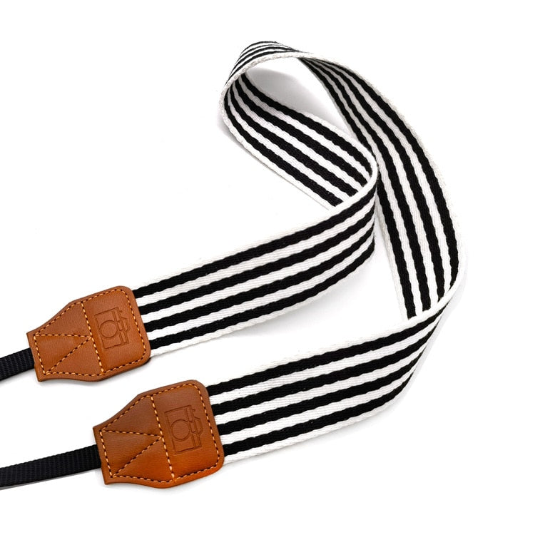 Vintage Photography Camera Strap - Black Stripes Available at 2Fast2See.co