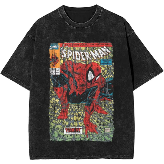 Retro SpiderMan Hero Tshirt Vintage Washed Style - M Available at 2Fast2See.co