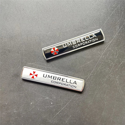 Resident Evil 3D Aluminum Umbrella Corporation Car Stickers Emblem - Black Available at 2Fast2See.co