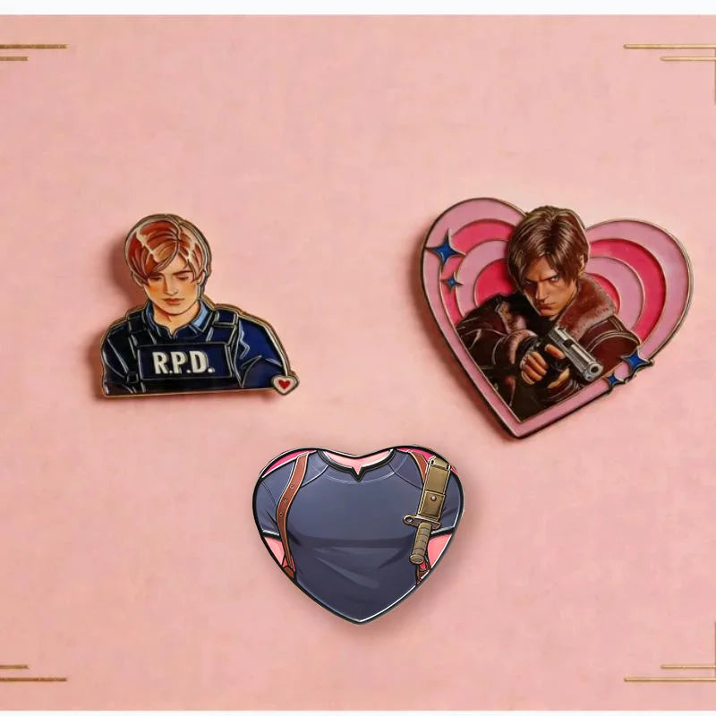 Resident Evil R.P.D. Leon Heart Metallic Brooch Pin
