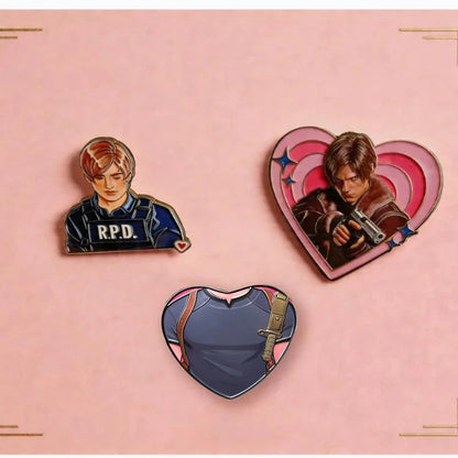 Resident Evil R.P.D. Leon Heart Metallic Brooch Pin
