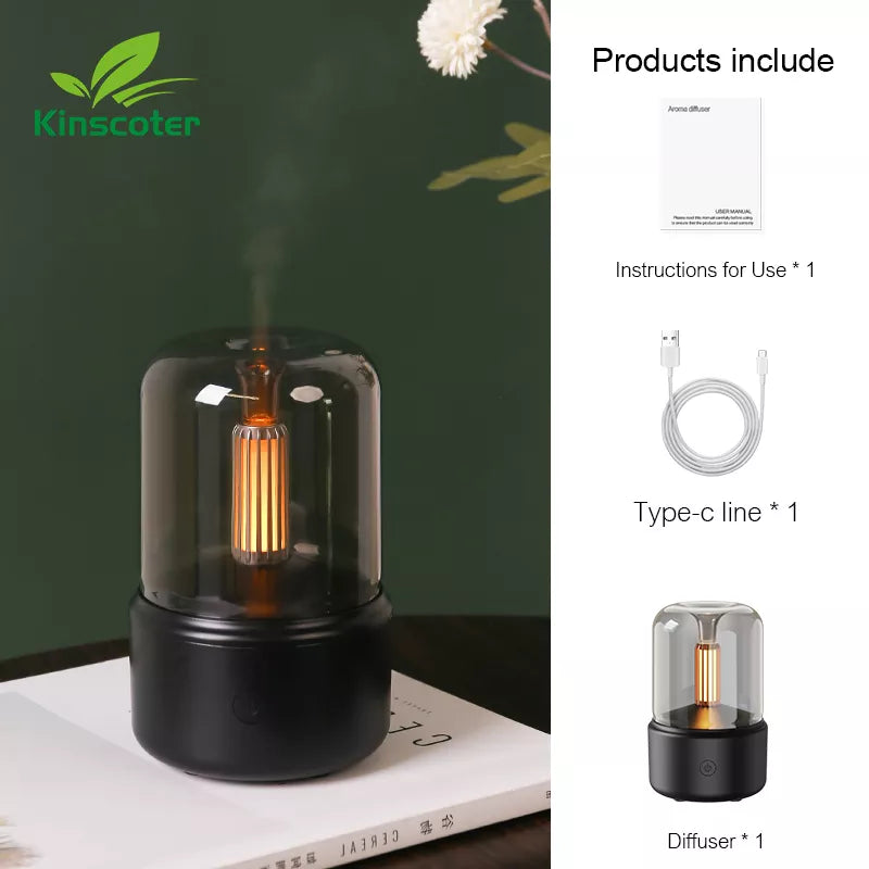 Mini Aroma Air Humidifier with Essential Night Light - B Black 120ml Available at 2Fast2See.co