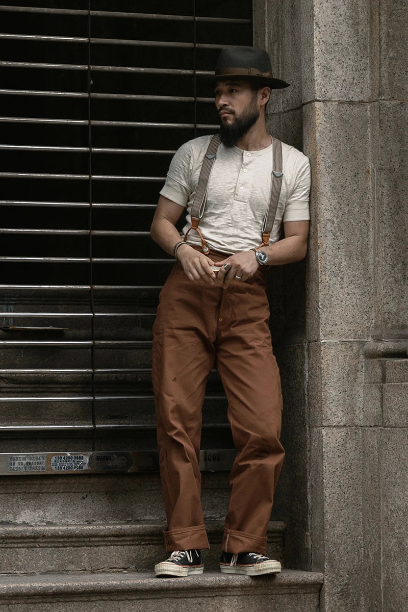 Vintage Bronson 1900's Henley Beige T-shirt - Available at 2Fast2See.co