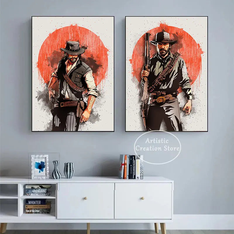 Red Dead Redemption 2 Posters Watercolor Style Prints Room Decor