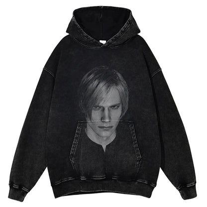 Resident Evil Leon S Kennedy Portrait Washed Hoodie