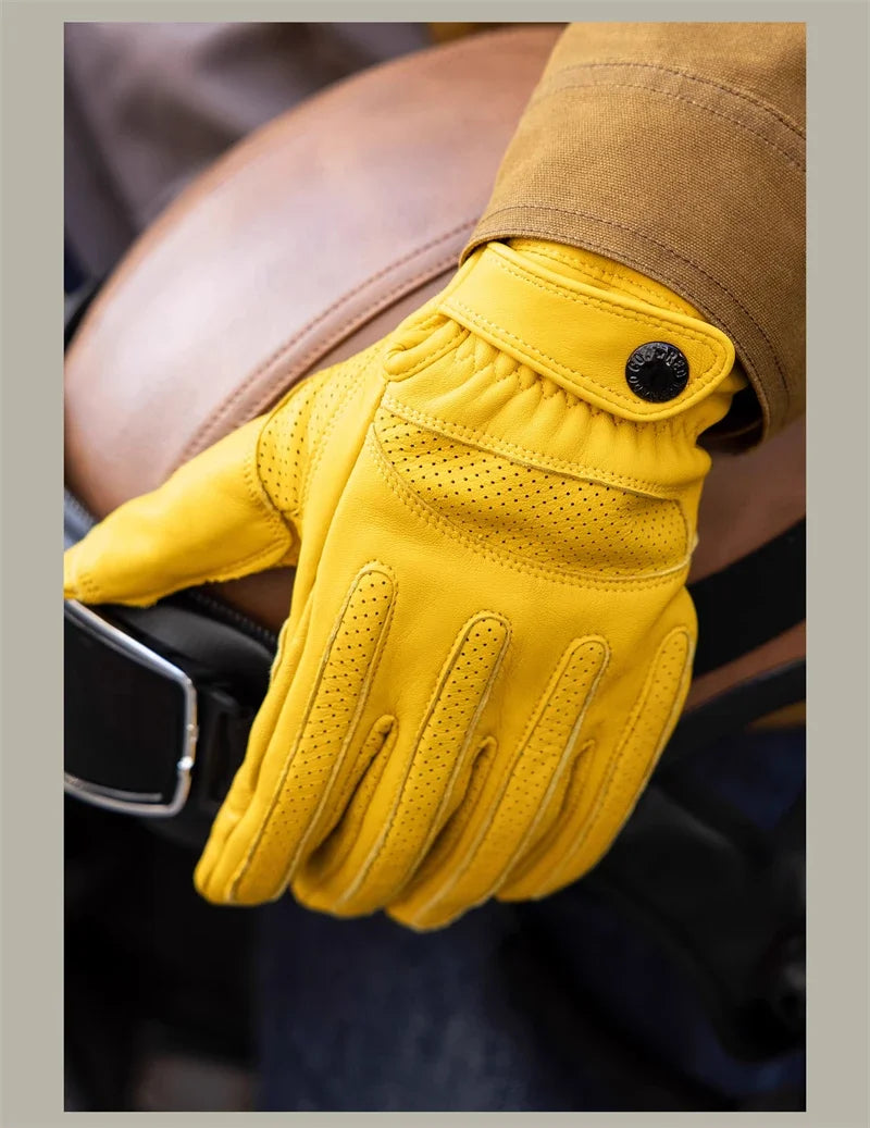 Vintage Leather Red Tornado Motorcycle Gloves Retro - Available at 2Fast2See.co