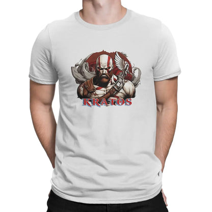 God Of War Kratos TShirt Classic Design - White / 5XL Available at 2Fast2See.co