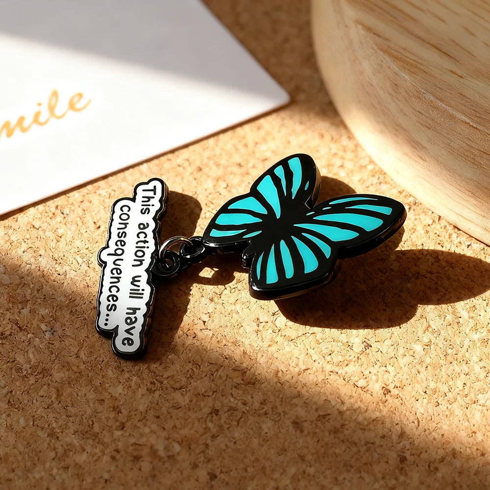 Life Is Strange This Action Will Have Consequences Butterfly Enamel Brooch with Keychain