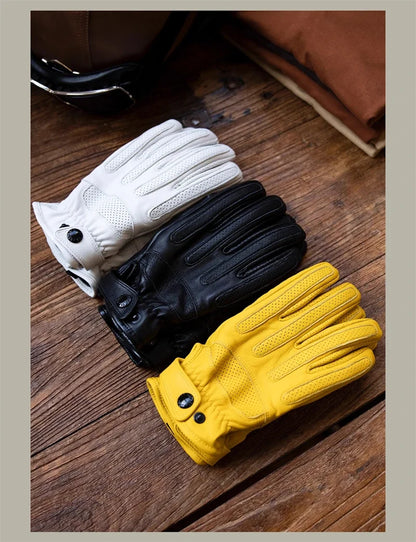 Vintage Leather Red Tornado Motorcycle Gloves Retro - Available at 2Fast2See.co