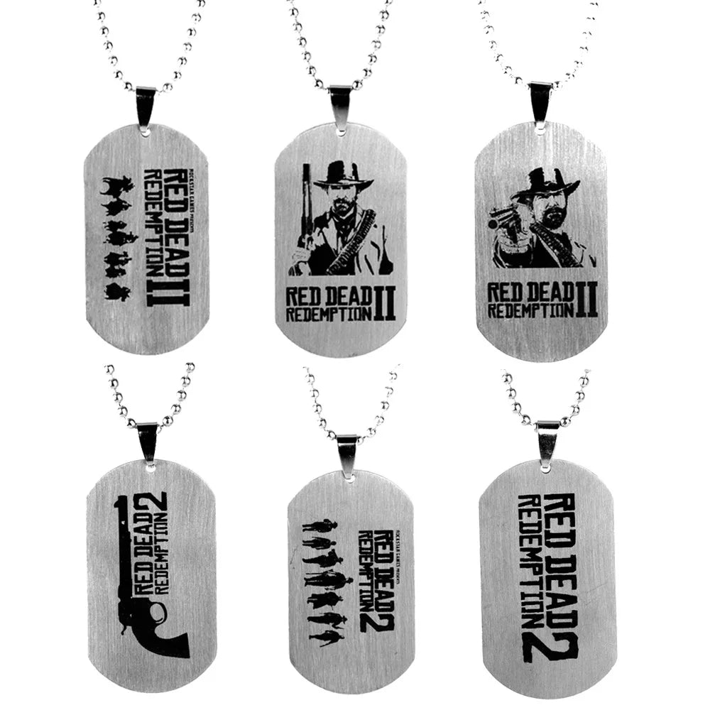 Red Dead Redemption Vintage Steel Tag Keychains & Necklaces