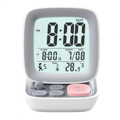 Retro Digital Alarm Clock with Lamp - Small Silent Electronic Bedside Table Clock - White Available at 2Fast2See.co