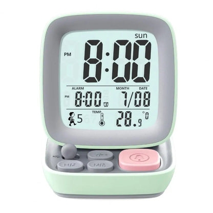 Retro Digital Alarm Clock with Lamp - Small Silent Electronic Bedside Table Clock - Green Available at 2Fast2See.co