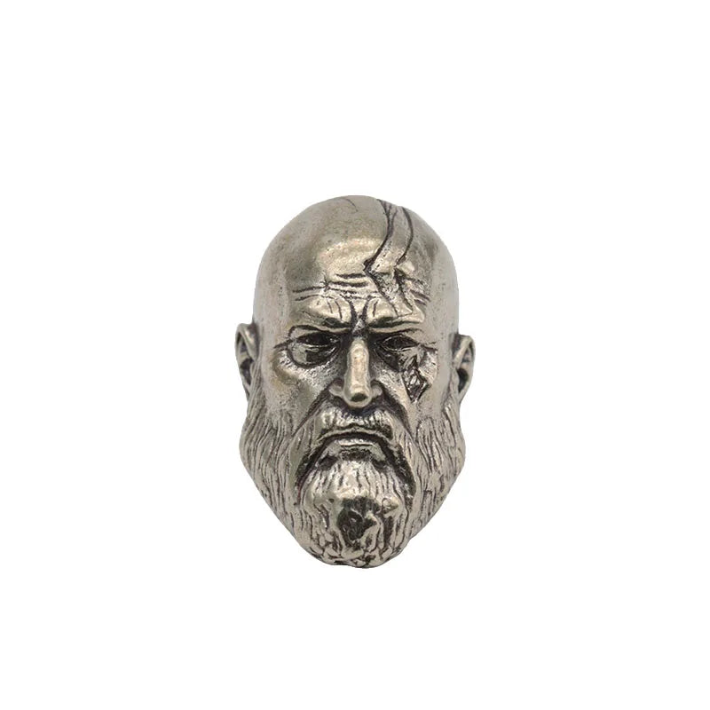 God of War White Brass Kratos Head Charm Accessory
