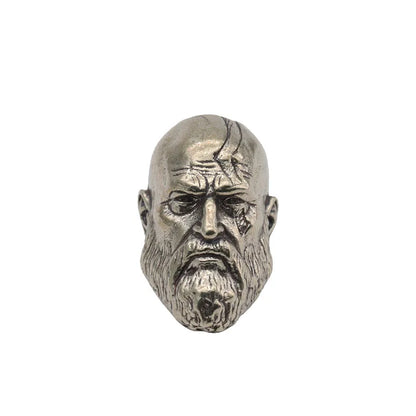 God of War White Brass Kratos Head Charm Accessory