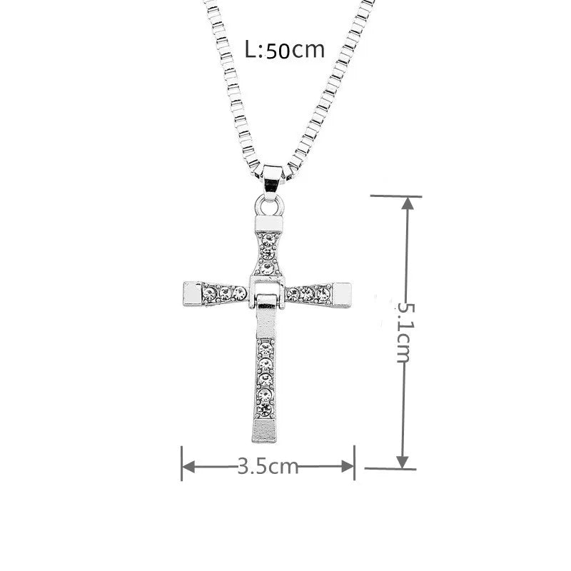 The Fast and The Furious Dominic Toretto Crystal Silver Cross - Available at 2Fast2See.co