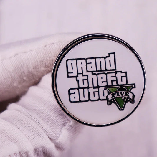 Grand Theft Auto V Brooch Game Logo Badge Pin