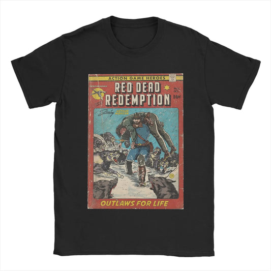 Red Dead Redemption Outlaws for Life Comic Inspired Tshirt - Black / S Available at 2Fast2See.co