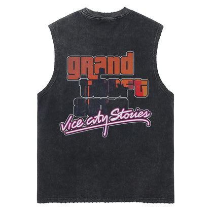 Grand Theft Auto Vice City Retro Vintage Washed Tank Top Sleeveless Tshirt