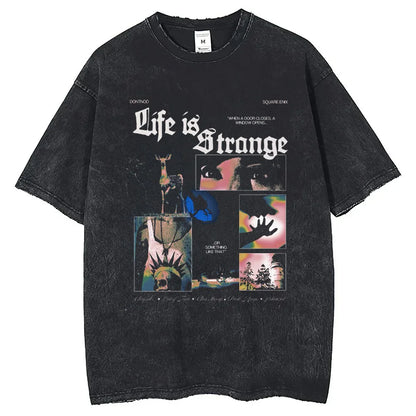 Life Is Strange Cotton Tshirt Short Sleeve Vintage Tee - Vintage Black / XS Available at 2Fast2See.co