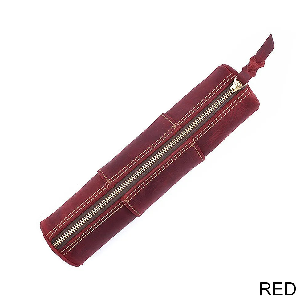 Vintage Leather Pencil Case - Red Available at 2Fast2See.co