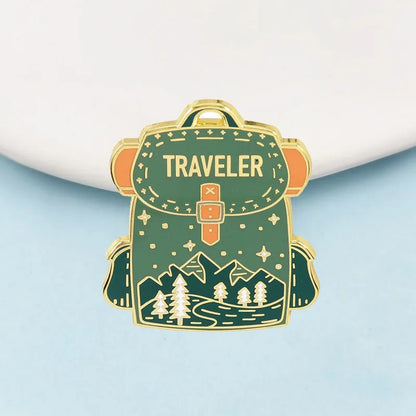 Traveler Backpack Lapel Pin Green Camping Outdoors
