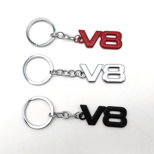 V8 Logo Car Metal Keychain Accessories - Available at 2Fast2See.co