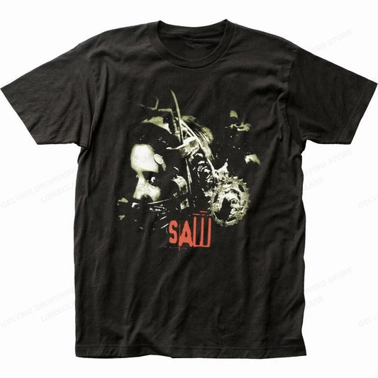 Movie SAW Horror Head Torture Tshirt from Cotton - Black / S Available at 2Fast2See.co