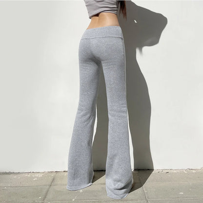 Aesthetic Womens Solid Gray Leggings Velvet Casual Pants