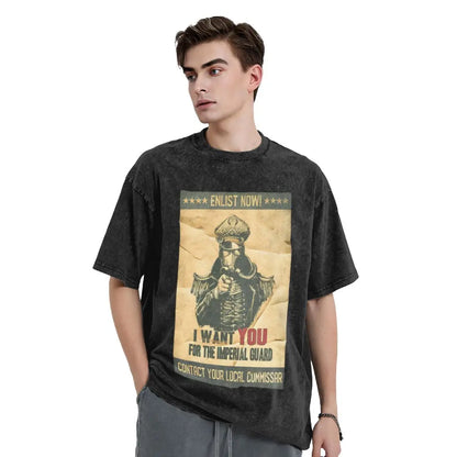Imperial Guard Recruitment Oversized Washed Tshirt Warhammer Cotton Tee