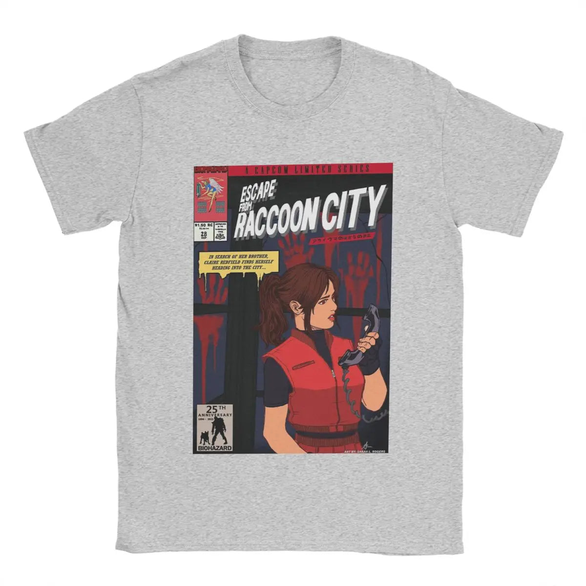 Resident Evil 2 Claire Redfield Raccoon City Tshirt Pure Cotton Gift Clothing - Grey / S Available at 2Fast2See.co