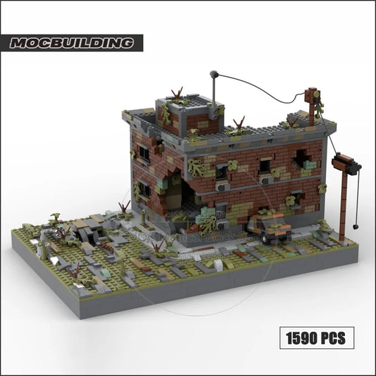 MOC The Last of Us Inspired Old Destroyed Overgrown House Building Blocks Diorama Collection Model - 1590 Parts Available at 2Fast2See.co