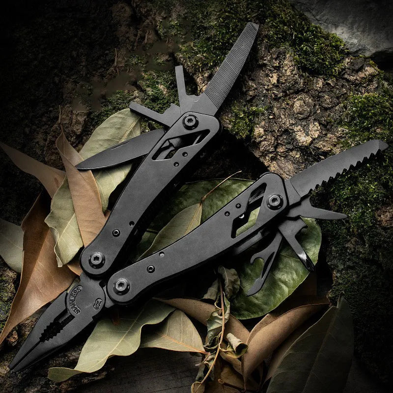Stainless Steel MultiTool Black Pliers Outdoor Camping Hardware - Available at 2Fast2See.co