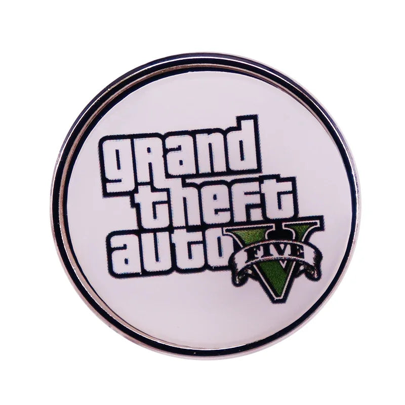 Grand Theft Auto V Brooch Game Logo Badge Pin