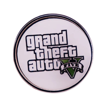 Grand Theft Auto V Brooch Game Logo Badge Pin