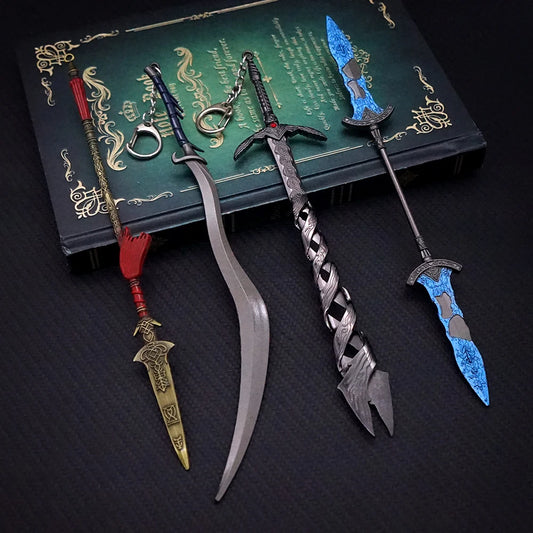 Fading Sun Game Keychain Set - Bloodhound's Fang, Godslayer's Greatsword, and Twinblade Key Chains - Available at 2Fast2See.co